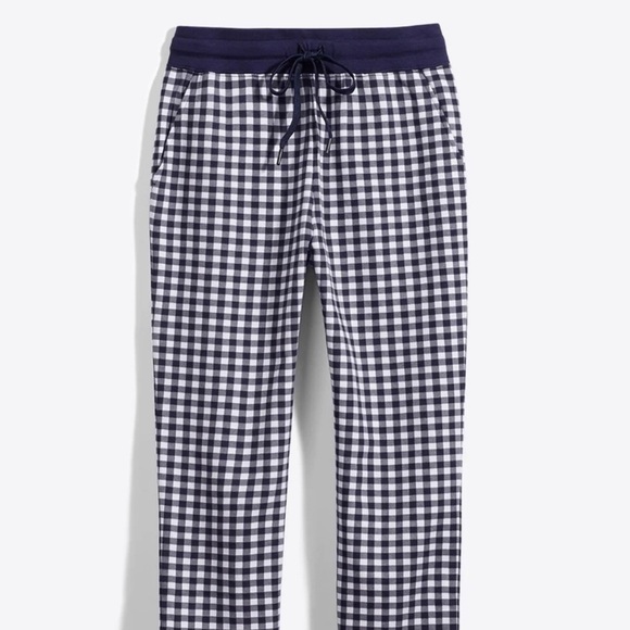 Draper James 2X Navy and White Gingham Drawstring Sweatpants - Picture 1 of 14